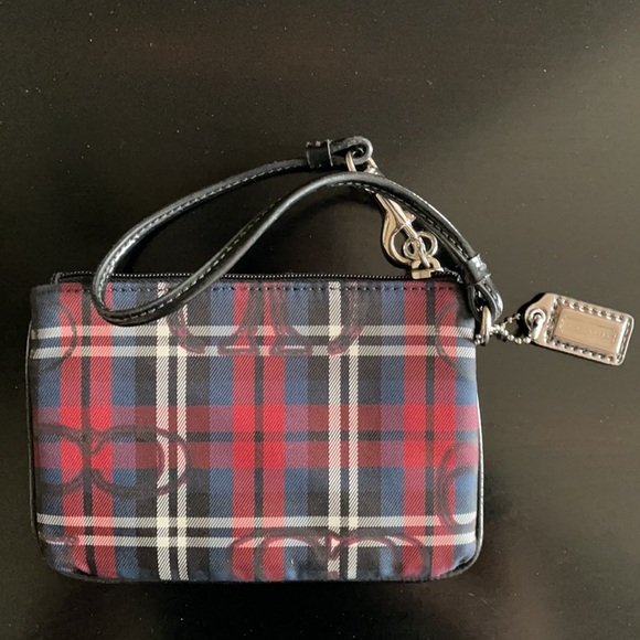 Coach Wristlet. Plaid: Blue, red, grey. - Picture 2 of 5